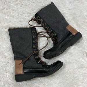 Sam Edelman Mariela Boots Gray Faux Fur Winter Size 8.5 lace up tall